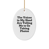 Funny Taking Photos Gifts for Him, Oval Ornament with Inspirational Quote, Gifts from Men to Friends and Family for Christmas, 3.25 inch Tall White MDF Decor - Image 1